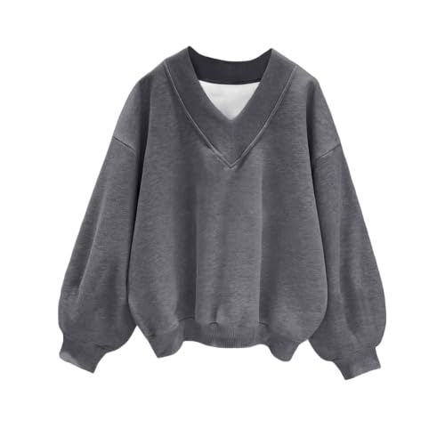 V Neck Sweatshirt for Women Oversized Fleece Sweatshirt Winter Outfits - image 1