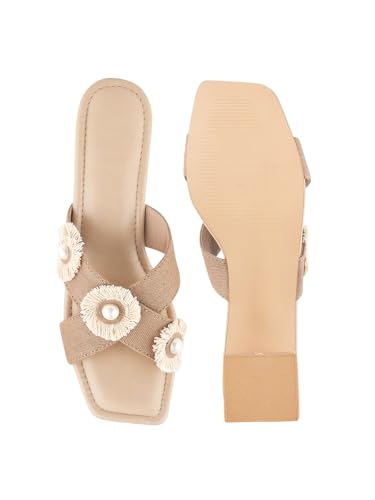 Image of SilverArrow Comfortable Stylish Alluring Denim Strap Block Heels Light Weight Trendy Heels For Women & Girls