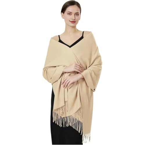 Pashmina xale xale feminino grande cachecol de inverno, cobertor com sensação de caxemira, cachecol moderno para mulheres, xale noturno, Marfim, Large
