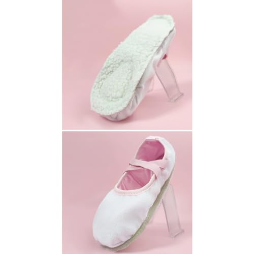 Girls Ballet Dance Shoes Fleece Lined Split Sole Flats Practice Slippers with Elastic Laces4