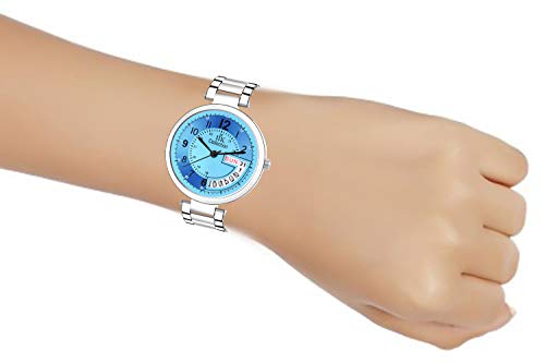 Image of IIK COLLECTION Round Dial Stainless Steel Bracelet Chain Analogue Day & Date Functioning Watch For Women And Girls, Dial Color-Assorted