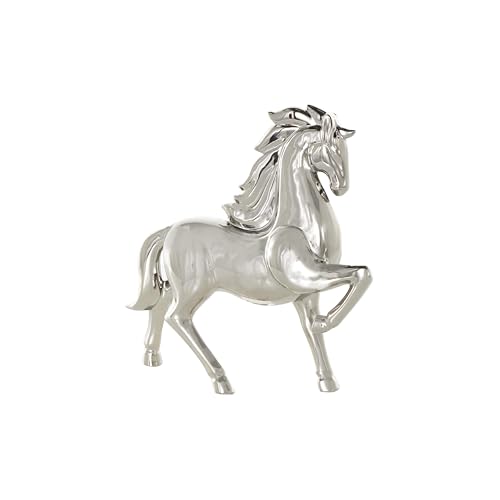 Deco 79 Ceramic Horse Decorative Sculpture Prancing Home Decor Statue, Accent Figurine 12" x 4" x 12", Silver