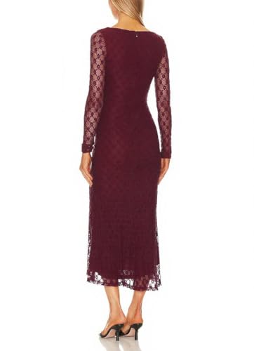 Capuffy Women's Sheer Mesh Long Sleeves Maxi Dress Floral Lace Bodycon Dress Square Neck Mermaid Wedding Guests Dresses 4574