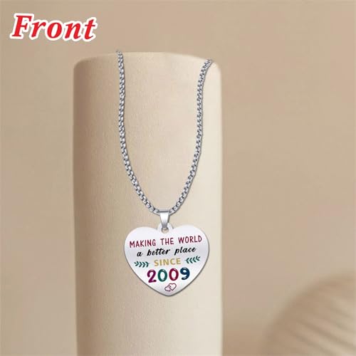 16th Birthday Gifts for Girls - Born In 2009 Birthday Gifts - Engraved Stainless Steel Heart Pendant Necklace - 16 Year Old Girls Birthday Gift3