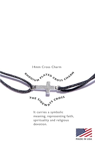 Cross Charm Bracelet - Sideways Cross Charm String Bracelet - Adjustable Christian Jewelry w/Stoppers - Christian Bracelet - Catholic Gifts - Religious Bracelets for Family & Friends2