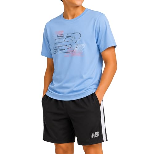 Image of New Balance Boys Short Sets - 2 Piece Active Performance Athletic Shirt and Kids Basketball Gym Shorts for Boys (8-12)