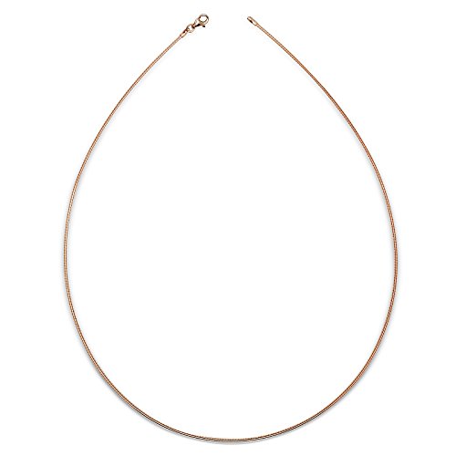 JewelryWeb Italian Sterling Silver 1.2mm Round Omega Collar Wire Necklace -16