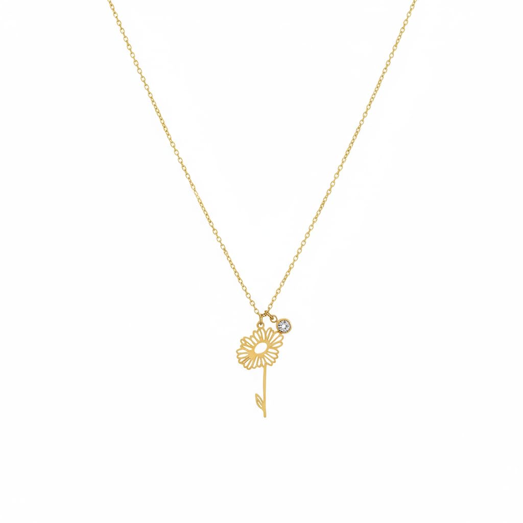 foyjoey 18K Gold Plated Dainty Birth Flower Necklace for Women Minimalist Birth Month Birthstone Necklaces Mothers Day Bridesmaid Jewelry Christmas