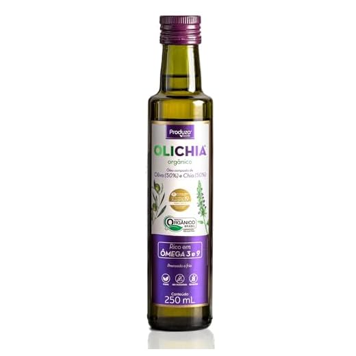 PRODUZA FOODS - Garrafa de Olichia Orgânico - Azeite de Oliva Rico em Ômega 3 e 9 - Consumo In Natura e para Temperar Saladas - Vegano e Sem Glúten - 250ml