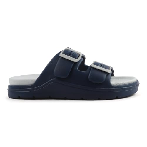 Image of Men's Double Strap EVA Slippers | Lightweight Adjustable Buckle Slides | Anti-Skid Comfortable Casual Sandals for Indoor Outdoor