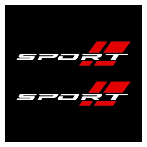 Image of 2PCS Car Sport Letter Logo Vinyl Decal, Exterior Accessories Fit for All Cars Side (White&Red)