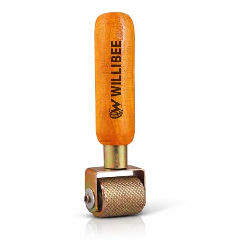 Image of WILLIBEE Tyre Patch Repair Tool | Wooden Handle Tire Puncher Patch Stitch Roller with Bearing | Tube & Tubeless Puncture Repair Tool