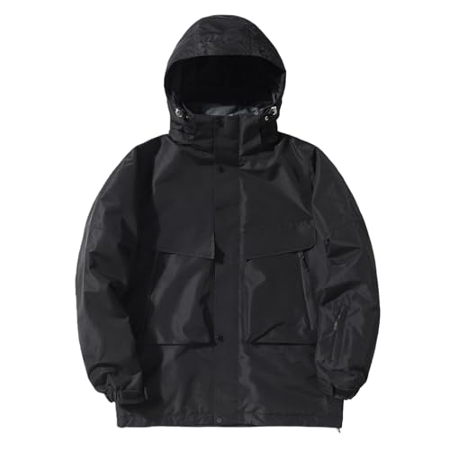 SnowElve Women's Baggy Ski Jacket Men Snow Hooded Coat Waterproof Baggy Insulated Snowboard Jacket for Outdoor Sports(BK,XL)