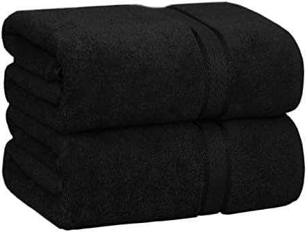 COTTON CRAFT Ultra Soft Bath Sheets - 2 Pack - 35 x 70 - Absorbent Quick Dry Everyday Luxury Hotel Bathroom Spa Gym Shower Beach Pool Travel Dorm - 100% Ringspun Cotton - 580 GSM - Easy Care - Black