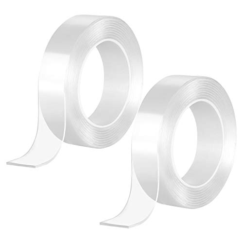 Preisvergleich Produktbild Coolty 2 Stück wiederverwendbares Nano-Klebeband, doppelseitig, rückstandsfrei, transparentes, starkes Gel, Anti-Rutsch-Klebeband für Fotos, Wand, Küche, Paste Artikel (2 mm x 3 cm x 3 m)