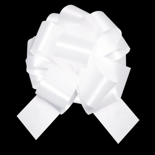 6 Pcs 6 Inch White Pull Bows Christmas Bows Christmas Bows for Gift Wrapping Gift Wrapping Baskets Wedding Christmas Party Decorations Crafts Quality Pull Bows for Gifts and Decorations