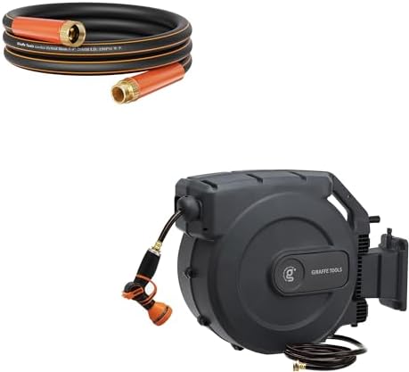 Giraffe Tools Retractable Garden Hose Reel, 1/2 Inch x 155 ft wit...