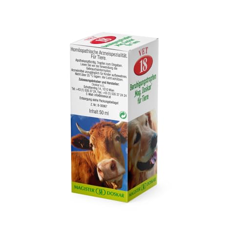 MAGISTER DOSKAR Nr. 18 – Homöopathische Tropfen zur Beruhigung bei Tieren – 50 ml – sanfte Nervenhilfe für Hunde, Katzen & Kleintiere