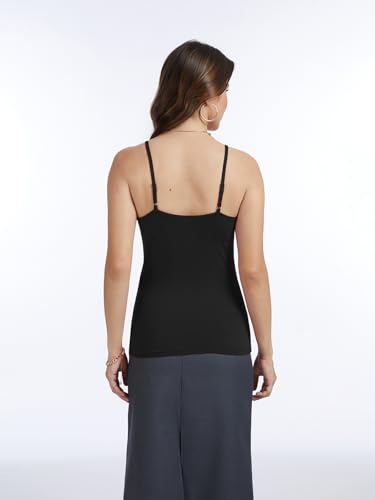 Image of Air Curvey 4 Pack Camisole Tops for Women Basic Undershirt Tanks Adjustable Spaghetti Straps Camis Seamless Soft Layering Top