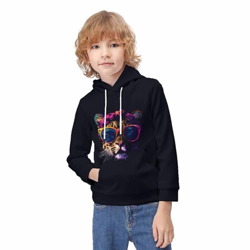 Sweat-shirt à capuche enfants avec poche à cordon imprimé chat mignon - 3