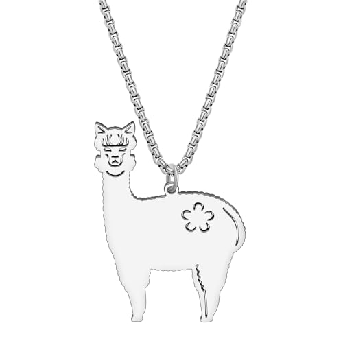 YINYA Lindo collar de alpaca de acero inoxidable con colgante de oro de 18 quilates, diseño de llama, animales, joyería para mujer, abalorios, decoración de fiesta, Medium, Acero inoxidable, No es una YINYA Lindo collar de alpaca de acero inoxidable con colgante de oro de 18 quilates, diseño de llama, animales, joyería para mujer, abalorios, decoración de fiesta, Medium, Acero inoxidable, No es una
