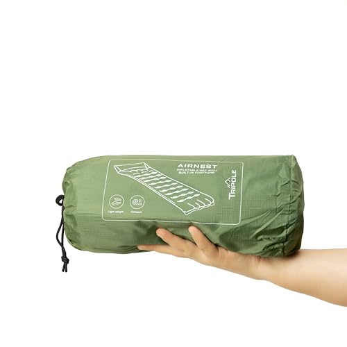 Image of Tripole AirNest - Inflatable Portable Camping Mat | Built-in Foot Pump & Pillow | Hiking, Backpacking & Travel (Green)