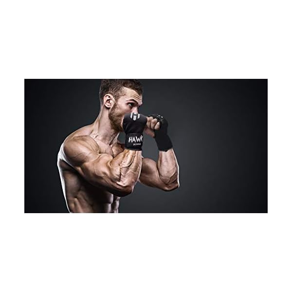 Hawk-Padded-Inner-Gloves-Training-Gel-Elastic-Hand-Wraps-for-Boxing-Gloves-Quick-Wraps-Men-Women-Kickboxing-Muay-Thai-MMA-Bandages-Fist-Knuckle-Wrist-Wrap-Protector-Handwraps-Pair Hawk Padded Inner Gloves Training Gel Hand Wraps for Boxing Quick Wraps Men & Women Kickboxing Muay Thai MMA Bandages Fist Knuckle Wrist Protector Handwraps (Pair) (Black, S/M)
