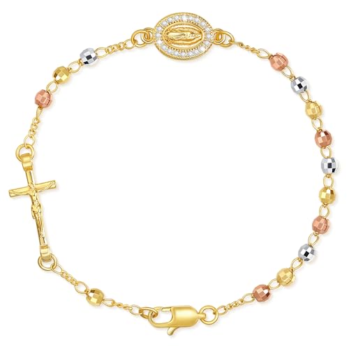 14K Gold Plated Virgin Mary Rosary Bracelet