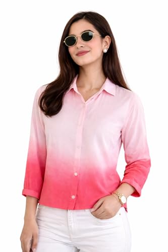 Image of Women's Korean Style 3 /4 Sleeve Oversized Button Down|| Workwear Top Shirt for Office & Casual Wear Women Shirt || Shirt for Woman || Top for Women (L-98-101)