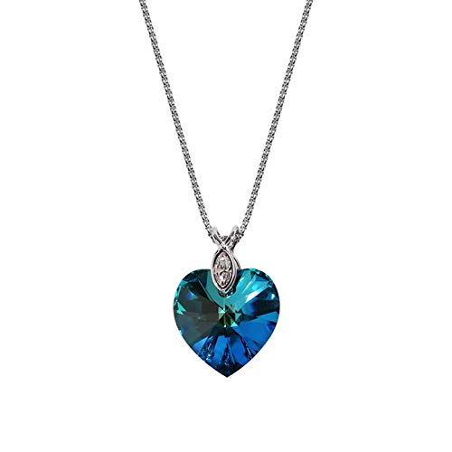 Collier en cristal pour femmes avec chaîne de clavicule courte et pendentif cœur de l'océan