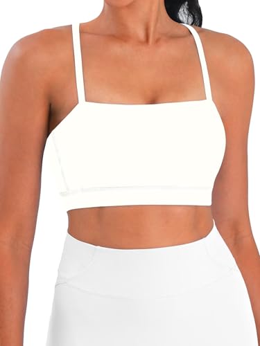 Image of Sunzel Adjustable Straps Sports Bra Padded Yoga Crop Top Light Support | Buttery Soft, Wireless, Adjustable Spaghetti Straps, Removable Pads, Bandeau Bra with Straps, Workout Gym Daily Wear