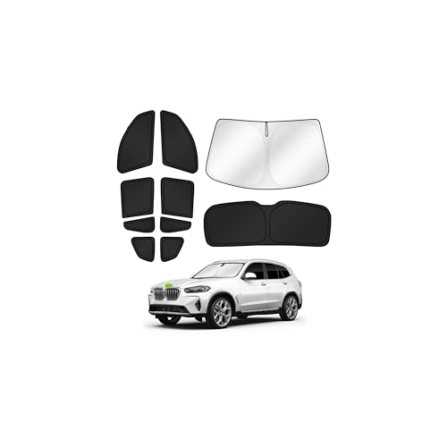 Image of Canvcle Sunshades for 2018-2024 BMW X3 Accessories Windshield Sun Shade Side Rear Window Shade Cover Sun Visor Shield Privacy Protection for Camping Keep Vehicle Cool Black 10PCS