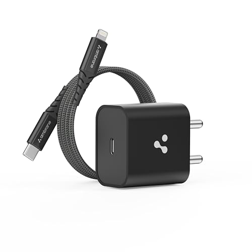 Ambrane 20W Mobile Charger Adapter with Lightning Cable || Fast Charging for Android, iPhone 14/13,13/12/11/X & Pro, Max Series & Other Type C Enabled
