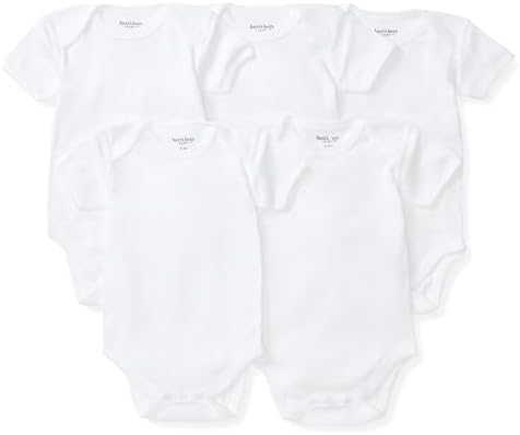 Burt's Bees Baby Unisex Bodysuits, Short Sleeve Organic Sleepwear, 5-Pack