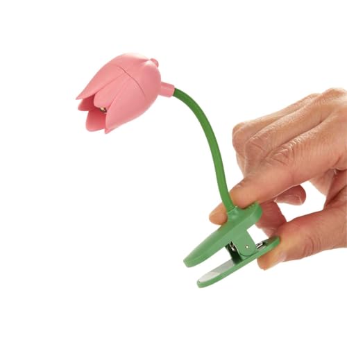 balvi Leselampe Tulip Rosa Farbe Flexible Leselampe mit Klemme in Tulpenform zum Lesen im Dunkeln Pla