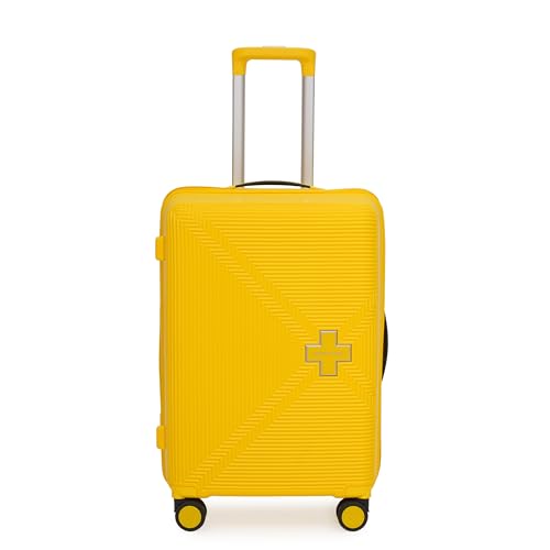 Image of SWISS MILITARY Maze 65CM Medium Hard Trolley Bag, Polypropylene Suitcase, TSA Lock 360 Wheels, Anti-Theft Zipper, Premium Lining Strong Handle, Travel Luggage - 67L Capacity