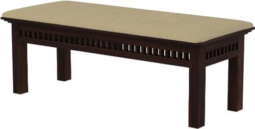 Image of Sheesham Wood 6 Seater Dining Table with 4 Cushioned High Back Chairs and 1 Bench for Living Room Home Wooden Dining Room Sets for Dinner Rooms (Mahoghany Finish)