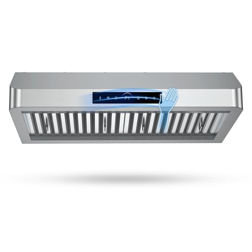 30 Inch Under Cabinet Range Hood 1200CFM, 4-Speed Kitchen Hood with Touch Control & Gesture Sensing Stainless Steel Kitchen Stove Vent Hoods with 2 LED Lights Supreme Series
