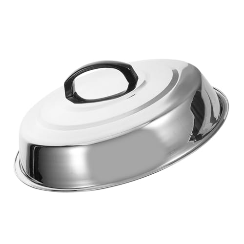 Sosoport Tapa De Barbacoa Largo Magnético Bife Profesional Cubierta Redonda Para Parrilla De Carne Hogar Carne De Res Servicio Atender Portátil Cubrir Plata Acero Inoxidable