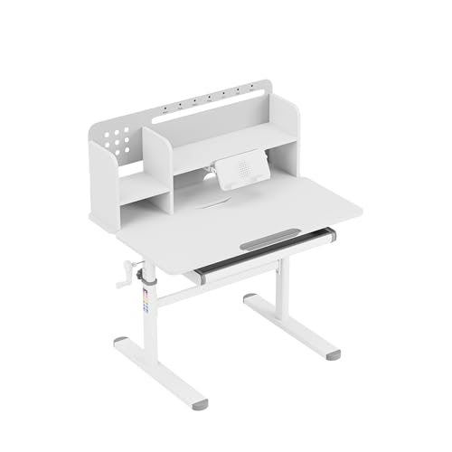 MARK ADLER Study 5.0 - Ergonomischer Kinderschreibtisch - Höhenverstellbar - Neigbare Tischplatte - Modernes Design - Integrierte Aufbewahrung - Ideal zum Lernen und Kreativsein - Für Kinder - Grau