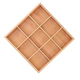 ZHQZZPH Square Divided Serving Platter 9-Compartment Wooden Tray for Party Snacks, Candy & Dips | Space-Saving Shallow Drawer Organizer | Food Serving Trays with Storage Function