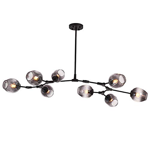LRUII E27 Sputnik Chandelier Modern Chandelier Mid Century During Lighting Adjustable Ceiling Light Fixture for y Bar Kitchen Dining Room-Gradient Smoke Gray lampshade 8 Head