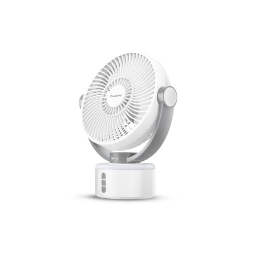Image of Goldmedal I-Breez 200 mm Portable Desk Fan | 45 Head Tilt | Type-C USB-Powered Rechargeable Battery with 8-9 Hours Backup | 2-Light Brightness Setting | Personal Fan for Home & Office (White-Grey)