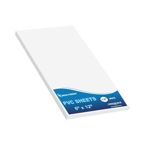 Image of Mega Format Expanded PVC Plastic Sheets - 6 inch X 12 inch Rigid White Sheet for Crafts, Signage, & Displays - Sintra, Celtec PVC Board - Waterproof for Outdoors Use - 1 /2 inch 12mm Thick - 1-Pk-White