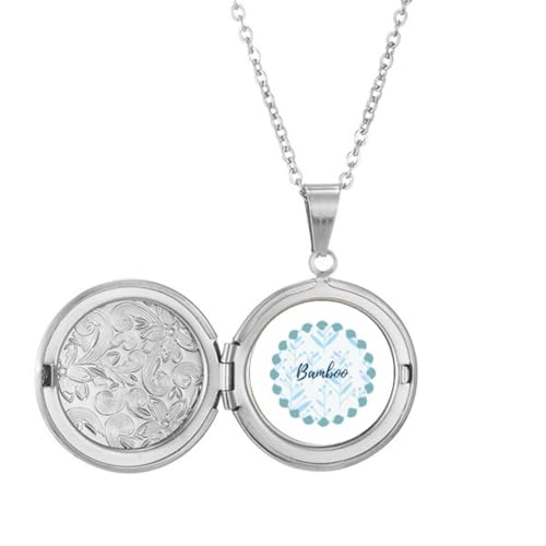 Collier médaillon bourgeon bleu et fleur en émail fait main