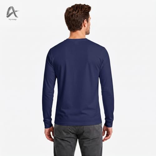 Image of Men's Long Sleeve T-Shirt 100% Cotton Plain Crew Neck Casual Regular Fit Soft Basic Tee for Men