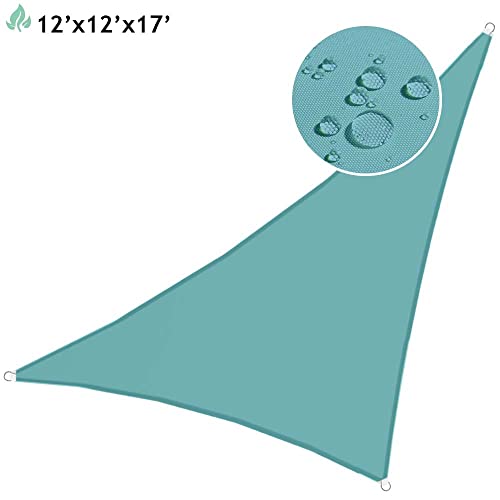SunnyRoyal Waterproof Sun Shade Sail Right Triangle Canopy Awning Fabric Cloth Screen 95% UV Blockage & Water Resistant for Outdoor Patio Garden 12'x12'x17' Turquoise