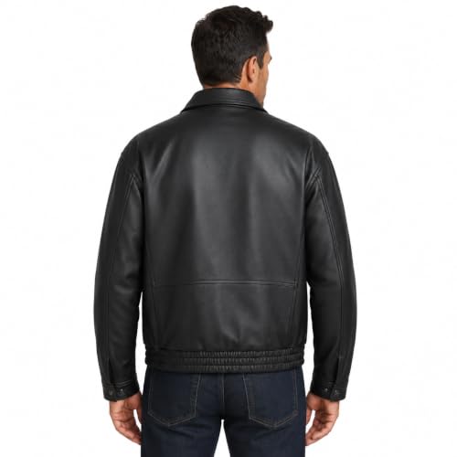 Image of REED Men's Luxury Leather Bomber Jacket - Genuine Leather American Style with Broad Shoulder Fit