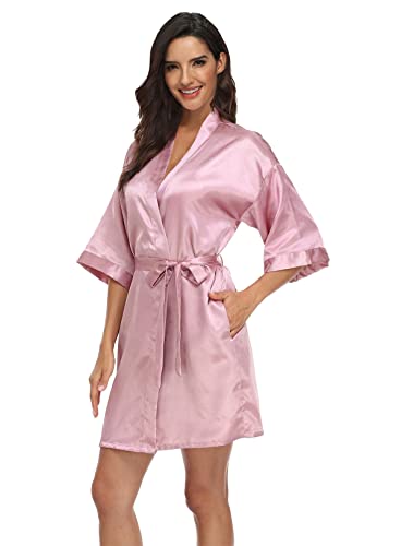 Image of Women's Pure Short Silky Robes Bridesmaid Bride Party Satin Robes Sleepwear