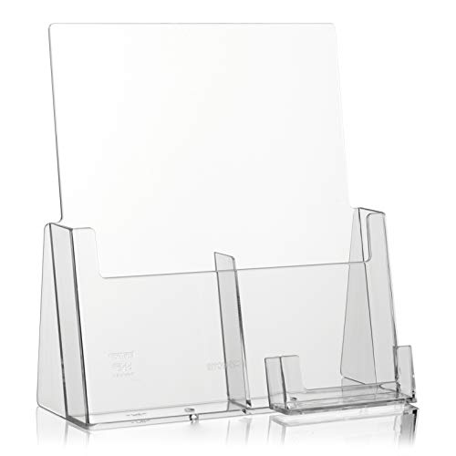 Porte-brochures transparent avec porte-cartes pour comptoir d'accueil Visi